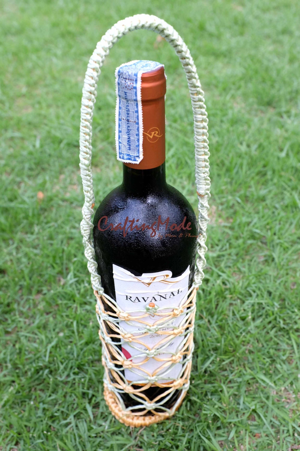 Wine bottle basket. Macrame Bottle BasketBasketSmall Color