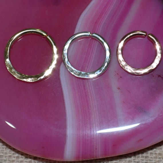 Septum Ring - Gold Septum Jewelry - Nose Ring - Tragus Earring - Cartilage Hoop - Helix Piersing - Nipple Ring - Rook Earring 16 gauge
