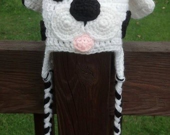 Dalmation Puppy Earflap Hat Boy Girl Men Women Photo Prop Halloween Costume Winter