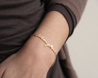 14k gold Signature Bracelet, Custom handwriting bracelet, Love Bracelet, Sister Bracelet, Mother Bracelet, Sister Gift, Mother Gift