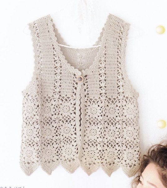 Japanese Crochet Motif Blocks Vest Top Pattern by DotsStripes