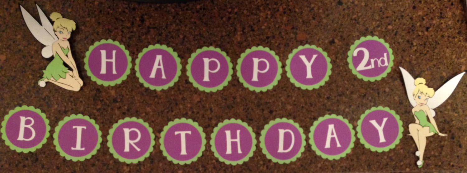 Tinkerbell Happy Birthday Banner Tink Birthday Party Jake