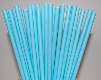 Baby Blue Paper Straws - 25/Pack