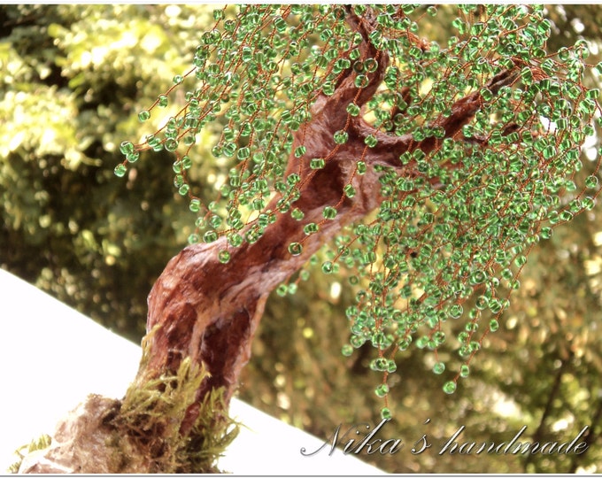 Artificial Beaded tree sculpture Spring girl-willow, handmade tree of life, wire bonsai tree