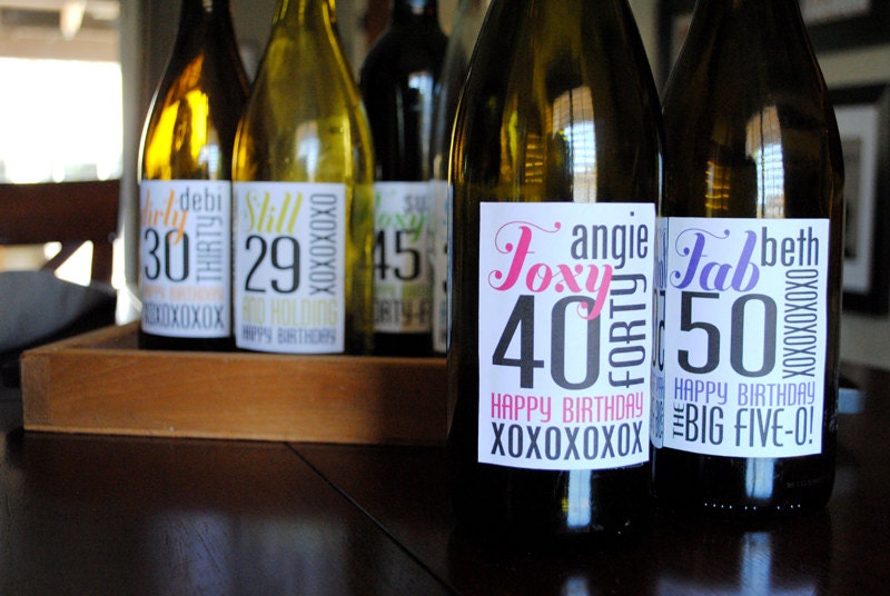 personalized birthday wine bottle labels by