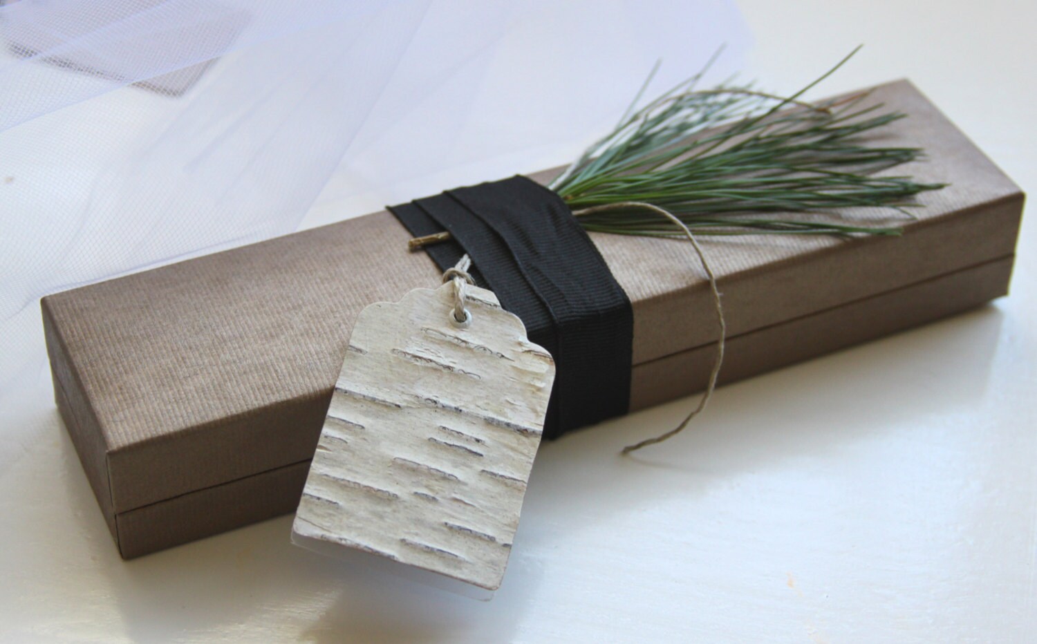 Birch bark Gift tag Hang tag Vintage tag Thank you tag