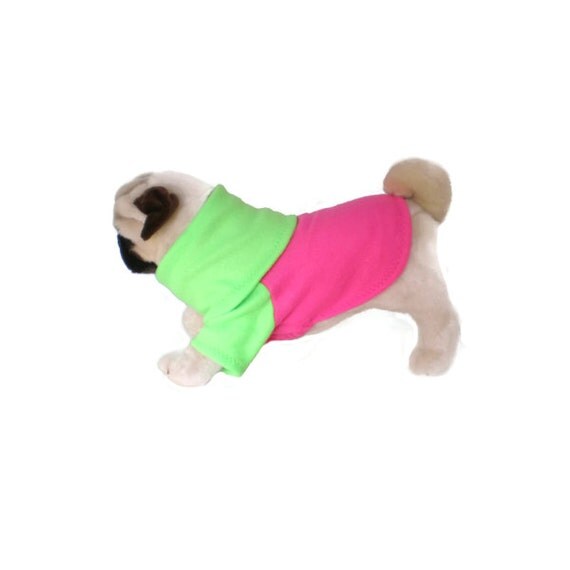 Neon Green & Candy Pink Fleece Dog Coat Dog by MustHaveBeenTheDog