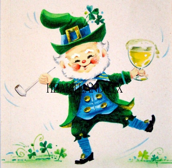 Items similar to Vintage Dancing Leprechaun St. Patricks Day Digital ...