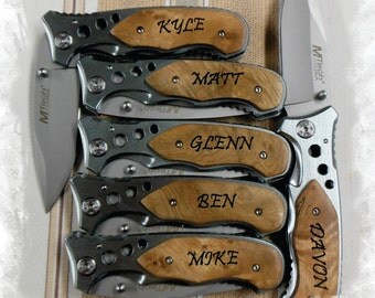 Pocket Knife Engraved Tactical Knife ( Set of 1 ) Rescue Knife , Monogram Engraving ,Groomsman Gift ,Camping Knife - Folding Knife