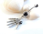 Zombie Skeleton Hand Belly Button Ring, Hand Belly Rings, Charm Navel Ring, Halloween Goth Jewelry, Small Belly Rings, Body Piercing. 317