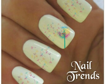 Dandelion Nail Decal 20 Vinyl Adhesive Decals Nail Tattoos Nail Art