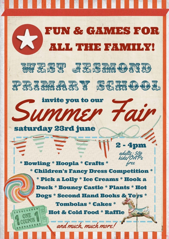 School Fete Summer Fair Vintage Poster Template by TheVelvetOpal