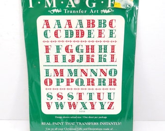 Christmas Letters Vintage 1980s Meyercord Christmas Decor Transfer Decals FREE Domestic Shipping