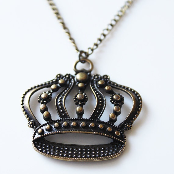 Crown Necklace Bronze Crown Necklace Royal by LibertaFashion