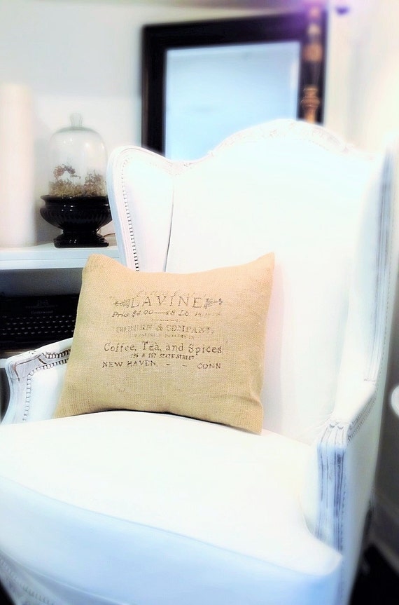 Items similar to French Burlap Pillow Case Shabby Chic Cottage Decor on