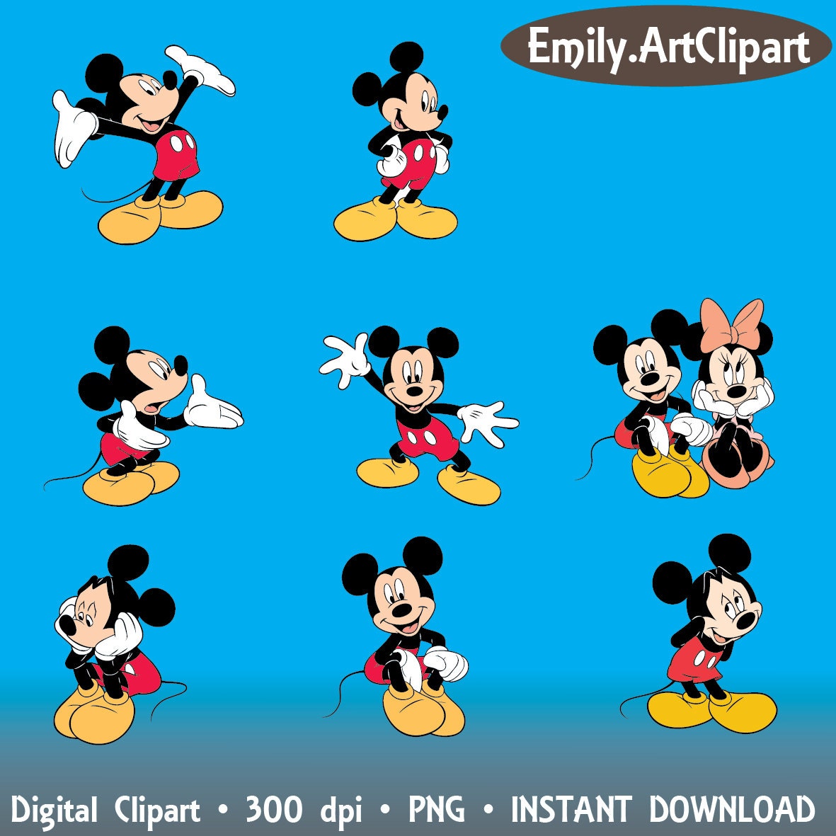 Digital Clipart 14 Mickey Mouse Party Clip Art Scrapbooking