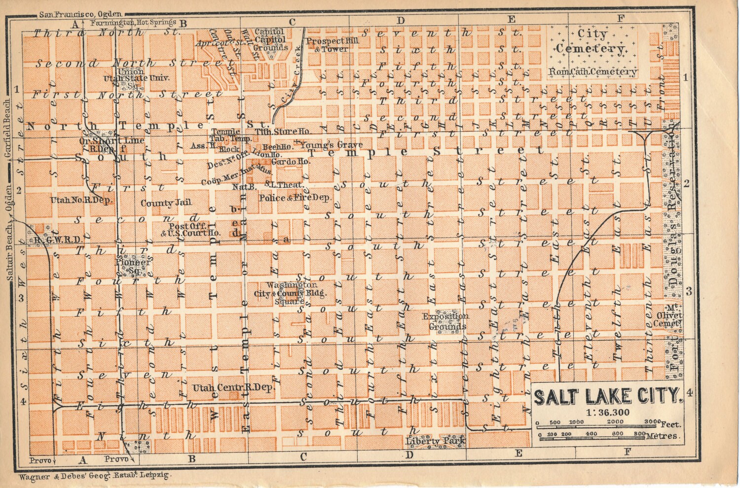 1899 Antique Map Of Salt Lake City Utah By Figure10 On Etsy 