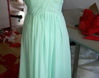 mint green Bridesmaid dresses, long chiffon prom dress, evening gown,