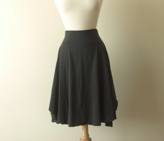 Womens Cotton Jersey Flutter Skirt knee length by ellainaboutique