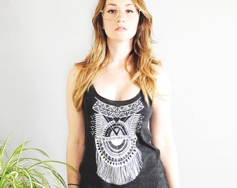 Impala, womens, tank top, racerback tank, printed tank, tribal tank, jersey tank top, gifts for her, hand printed tank top, Simka sol