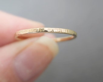 Gold Ring or Rose Gold Ring minimalist gift for mum textured stackable ring choose your size