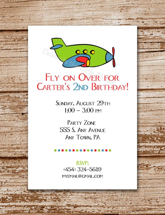 Printable / Airplane Invitation / Personalized Il_570xn