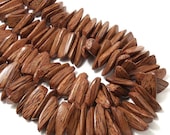 Palmwood, Slipper, Chunky, Natural Wood Beads, Large, Big, 10mm x 32mm, Half Strand, 8 Inches, 24pcs - ID 1840