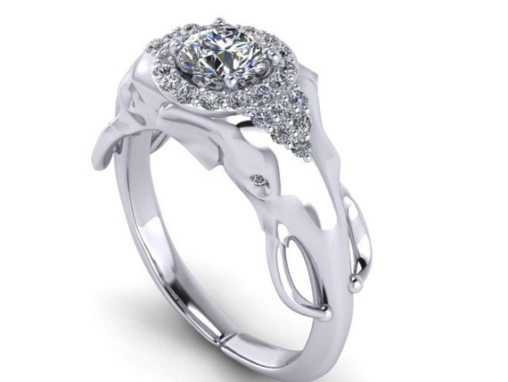 Elephant Engagement Ring with Half carat Diamond center and