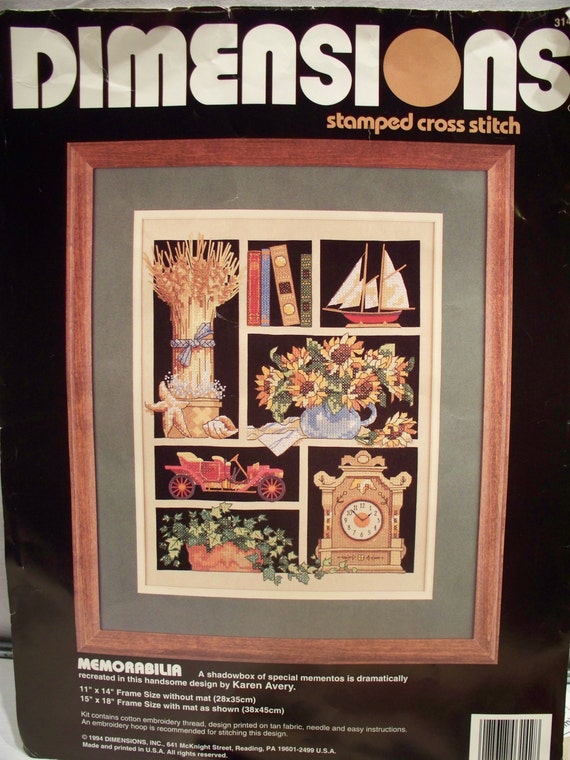 Vintage Stamped Cross Stitch Kit MEMORABILIA by