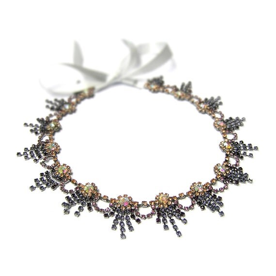 Rhinestone Headpiece Gypsy Headdress Bridal by curtainroad on Etsy