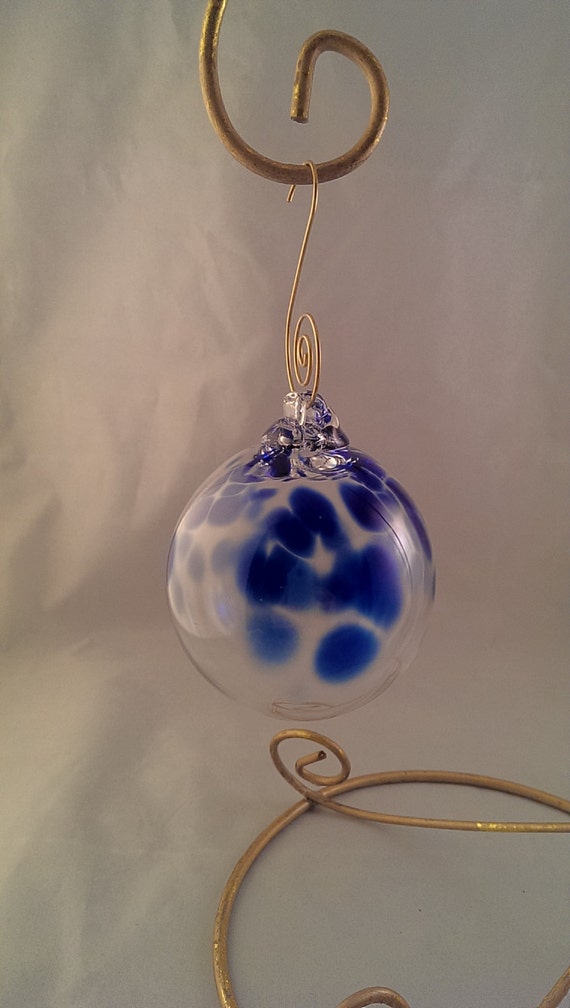 Blue Christmas Blown Glass Ornaments by BlownandThrown on Etsy