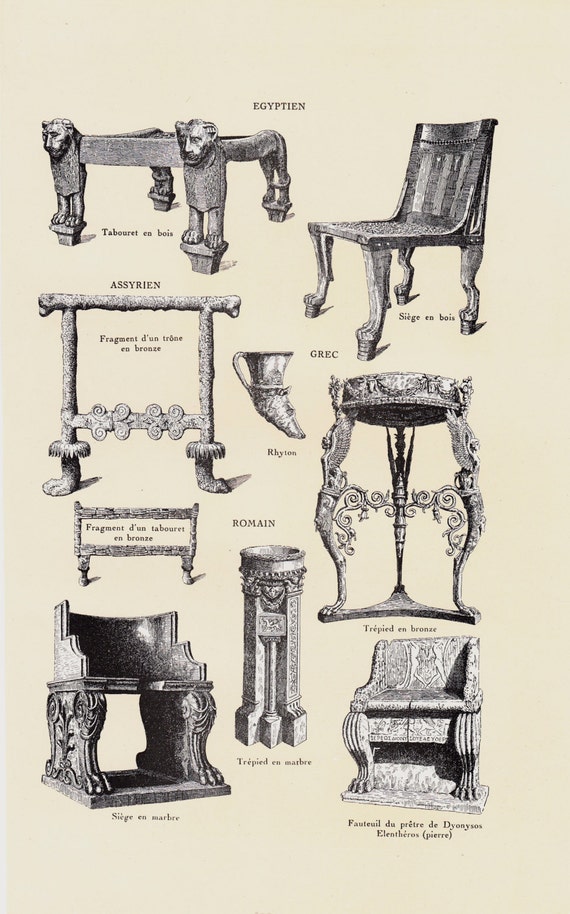 1922 Original antike Möbel drucken. antike ägyptische