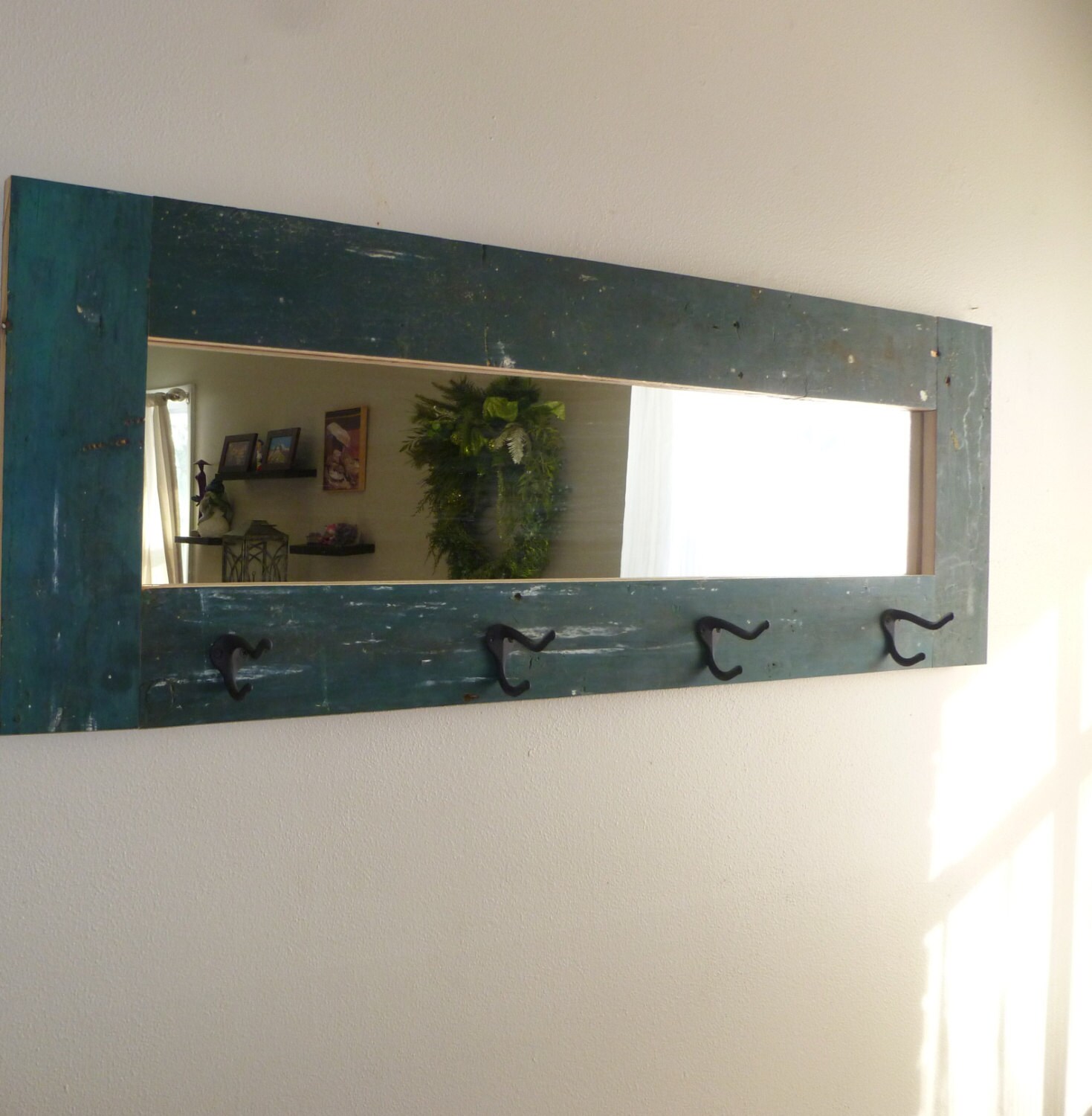 Rustic mirror coat rack mirrors wall coat by JRusticFurniture