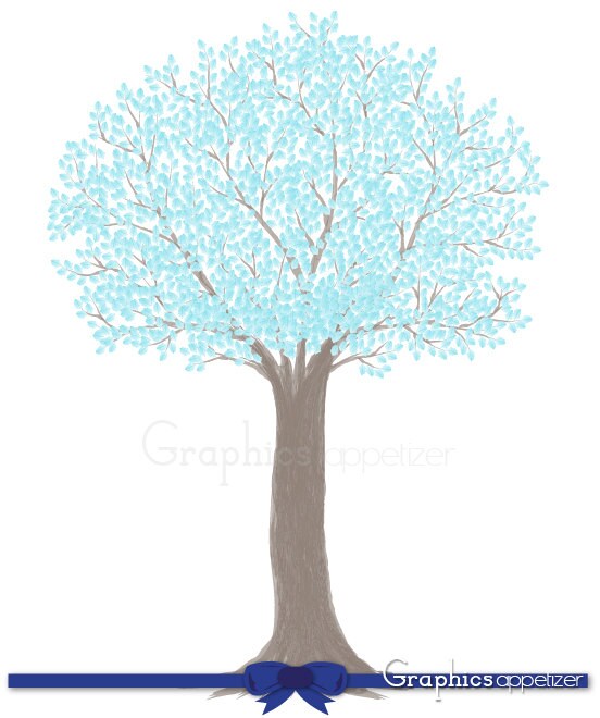 Digital Clip Art Tree Branches Sky Blue Leaves Digital