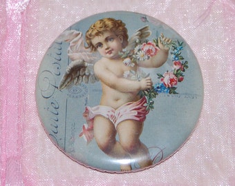 Parisian Cherub pocket mirror, a Marie Antoinette inspired WickedlyLovely Art pocket mirror