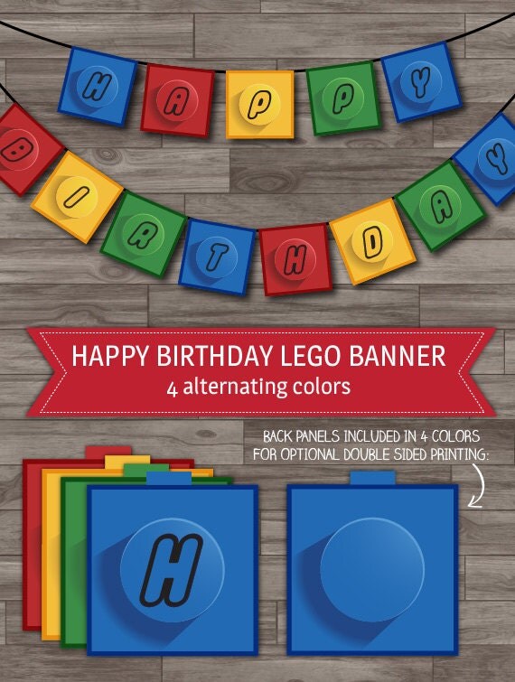 Lego Party Banner Lego Birthday Party Decoration by LaBelleStudio