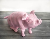 Farm Cast Iron Pink Pig Paper Weight Distressed Home Decor Door Stop
