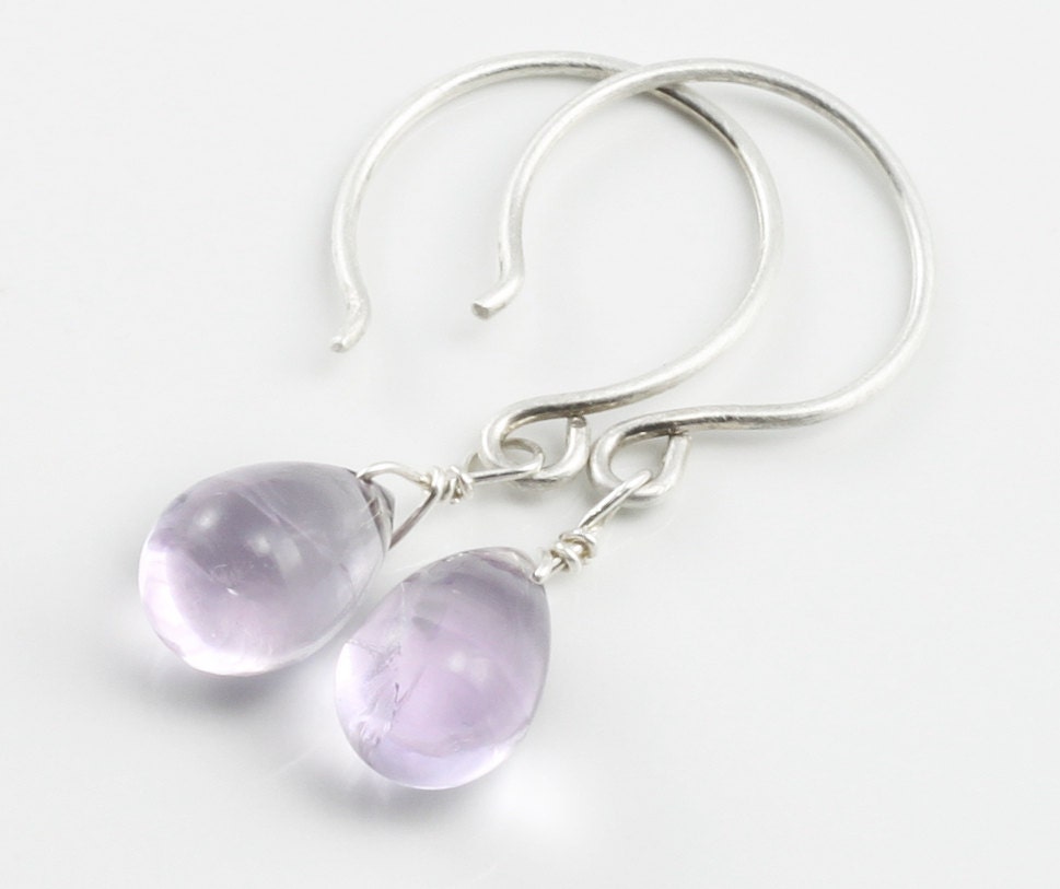 Pink Amethyst Earrings. Sterling Silver Jewelry. Pale Pink