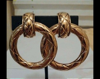 HUGE * Coco Chanel Hoop Earrings from France * Classic Timeless Elegance * 1980's Vintage *On Sale