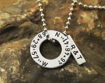 Coordinate necklace for him Clearance