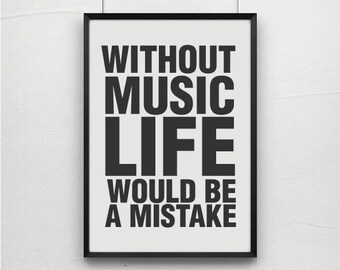 Nietzsche quotes, quote prints, quote posters, music art, typography poster, music , positive quotes, Art Print