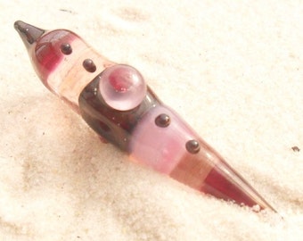 Lampwork Pendant Pinks Dichro, Artisan Handmade SRA LETEAM Glassymom