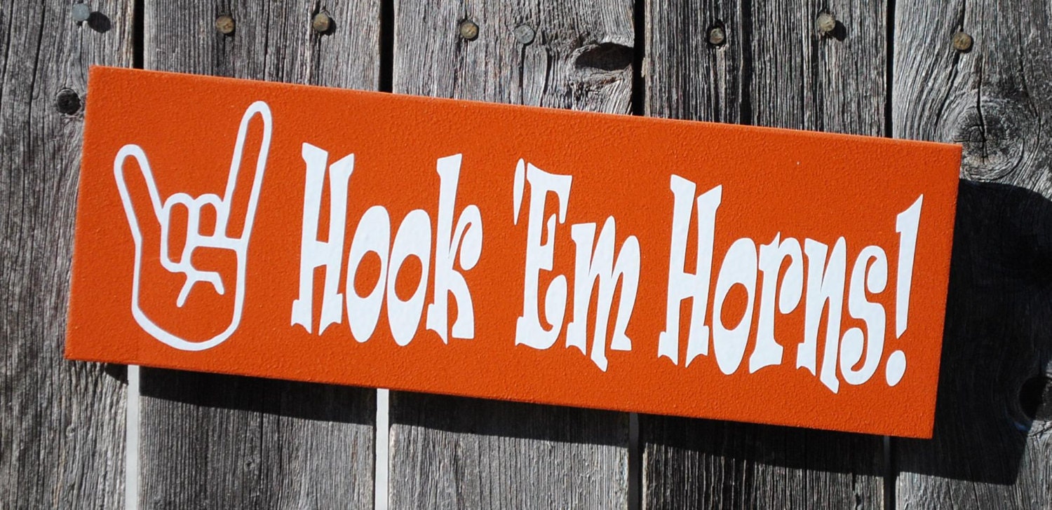 Hook 'Em Horns fun 4x12 wood sign