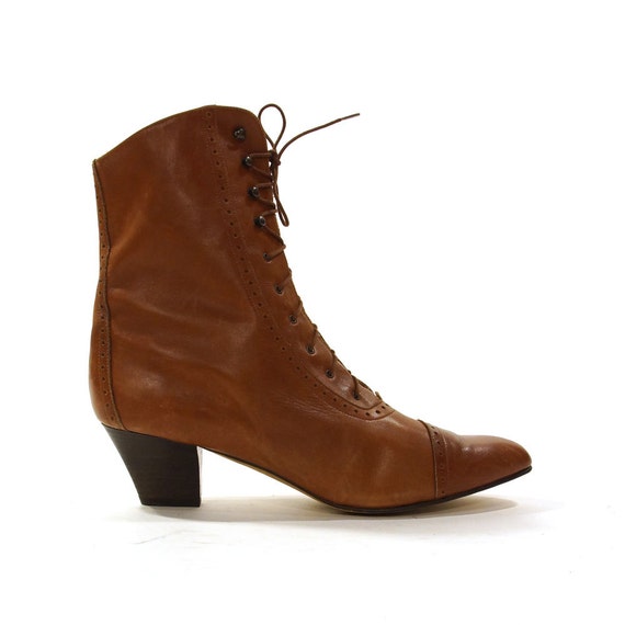 Lace Up Ankle Boots / Brown Leather / Women's Size 13