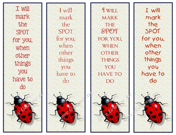 printable bookmark ladybug ladybird little verse kids