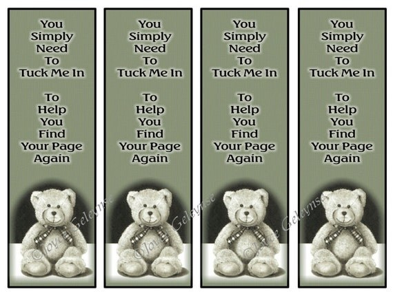 Items similar to Printable Kids Bookmarks, Teddy Bear Drawing, Party ...