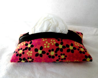 Tissue Holder Floral Pocket Travel Size Pink Black Yellow
