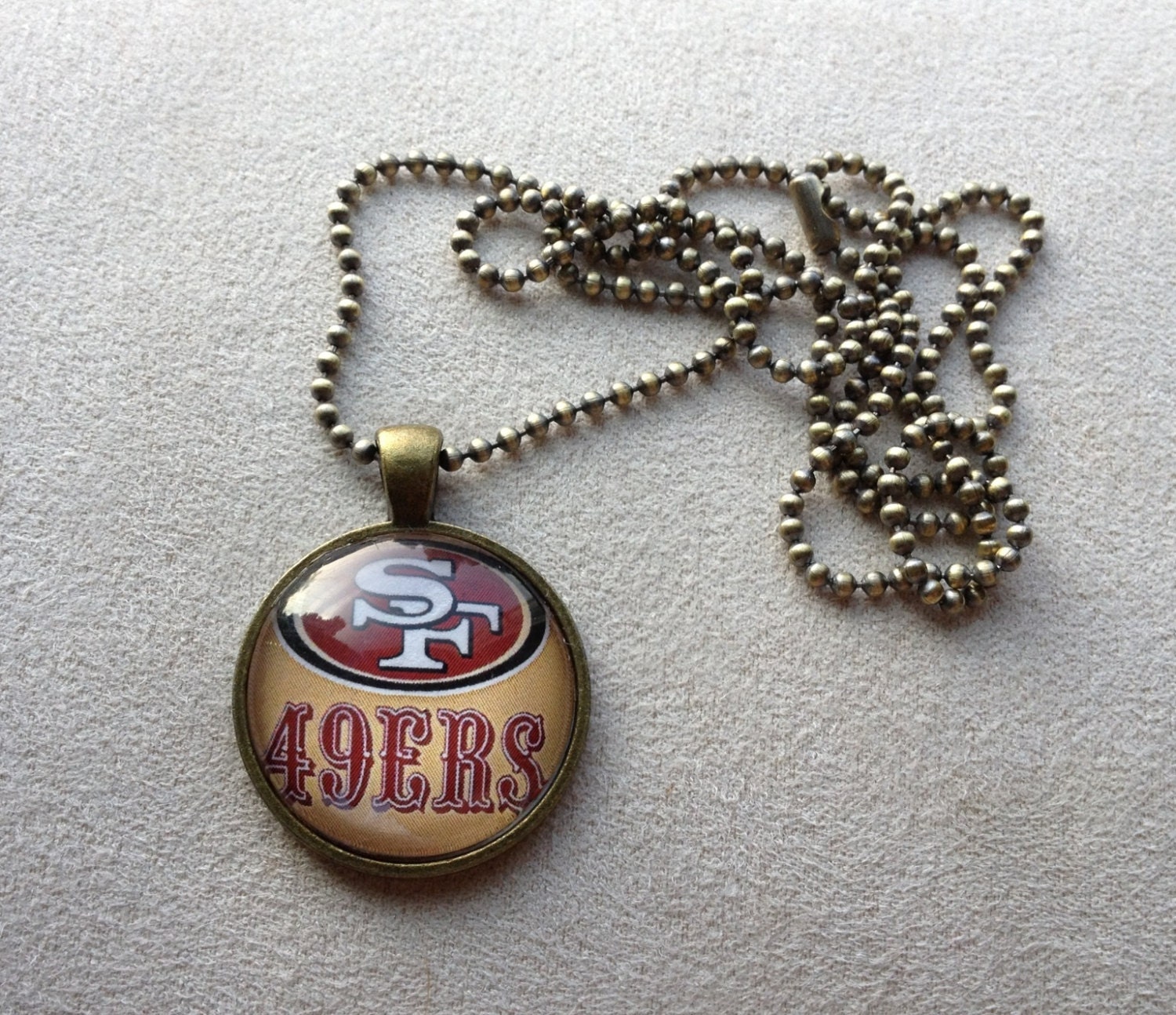 San Francisco 49ers pendant necklace by QUEENBEADER on Etsy