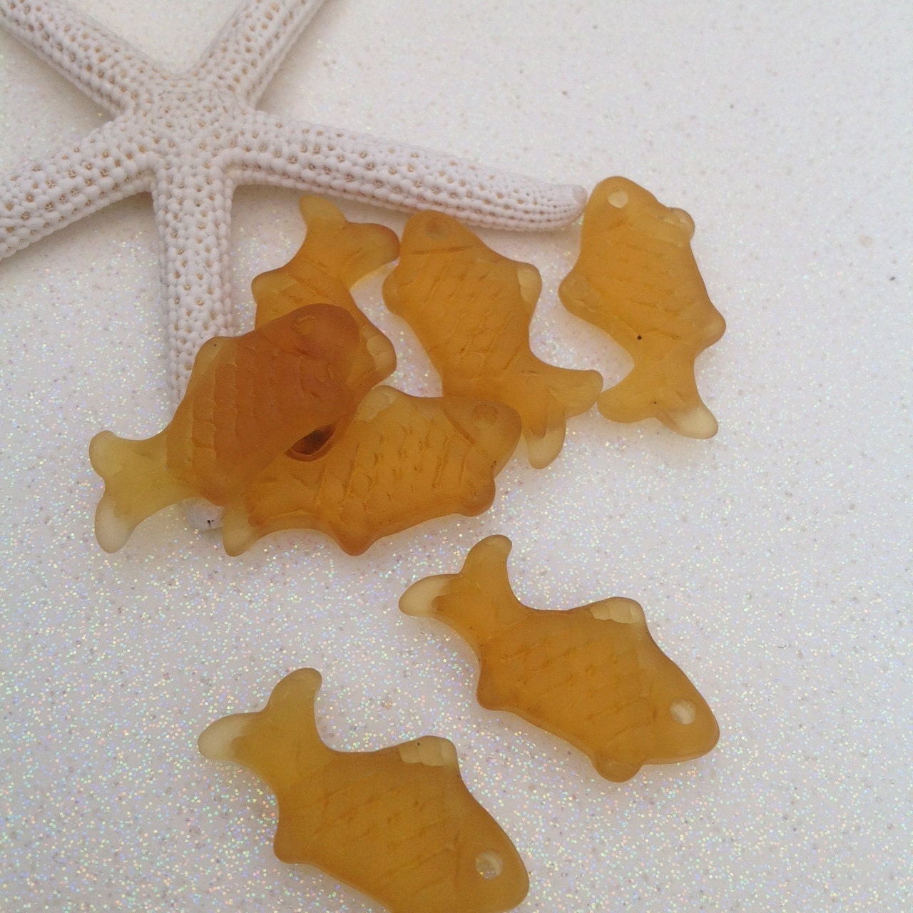 Sea Glass Fish beads sea glass beach glass fish beads