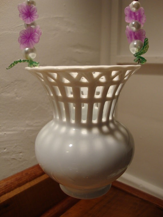Hanging White Bud Vase.